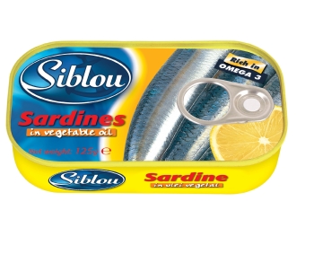 Sardina in ulei Siblou, Conserva, 125 g